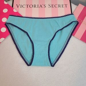 Y2K Victoria's Secret Cotton Ruffle Trim Bikini Panty Size Sm Blue